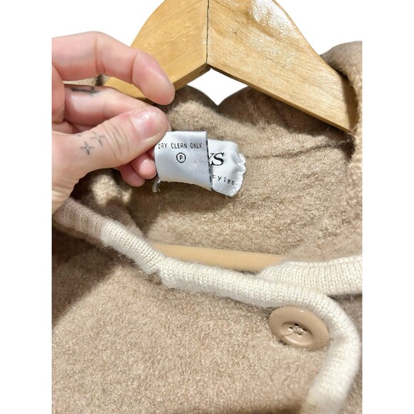 Vintage Casual WorkStyles Coat Wool Button Down Hooded Brown and Cream Size 1X - Picture 5 of 6